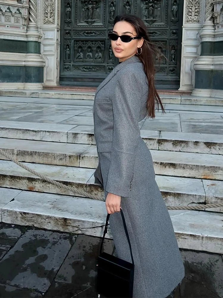 Women's Wool Longline Button Coat