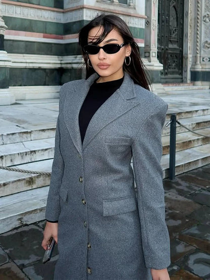 Women's Wool Longline Button Coat