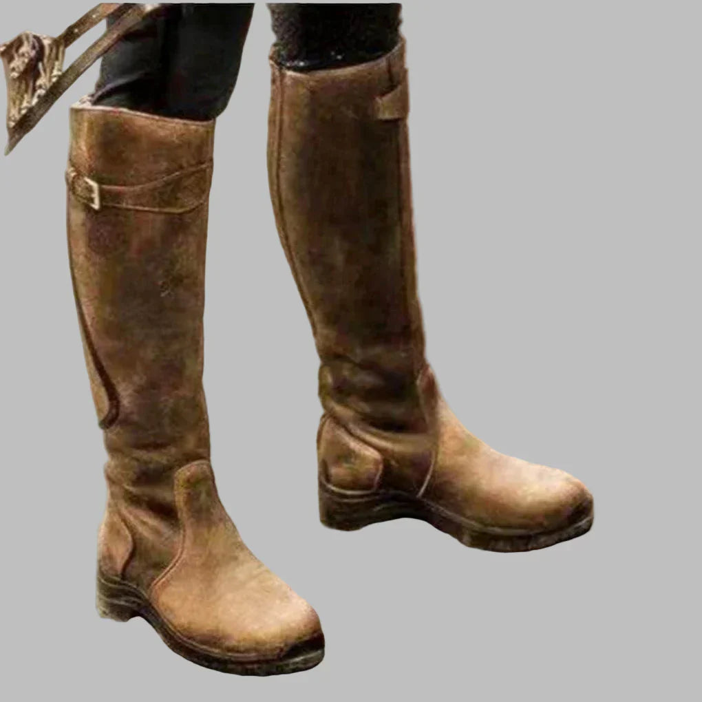 Women's Leather Riding Boots — Chocolate Brown