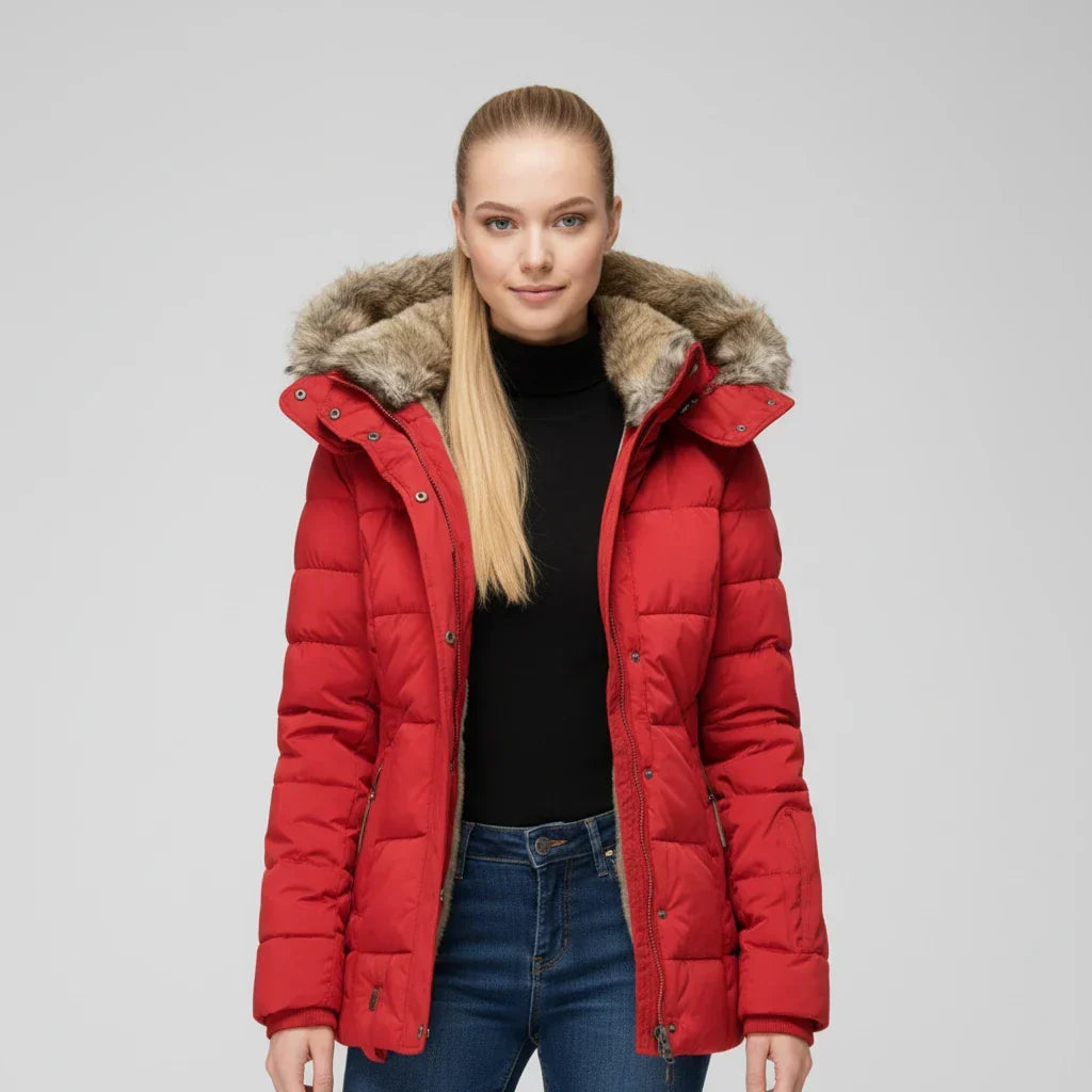 Women's Quilted Hooded Puffer Jacket — Black