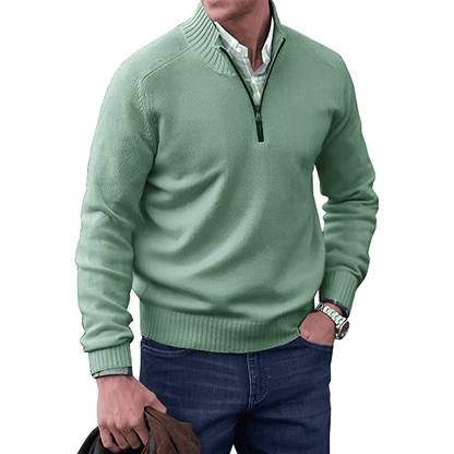Adrian Men's Zip-Up Cashmere Sweater – Lightweight Breathable Knit with Stand-Up Collar