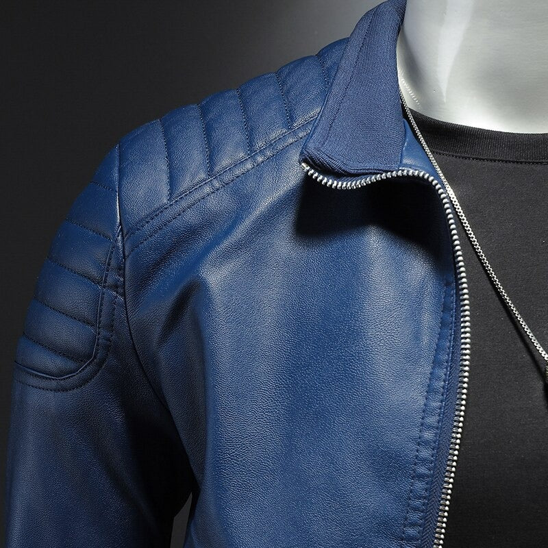 Lance Men's Leather Jacket – Elegant Comfortable Regular Fit with Zipper Closure