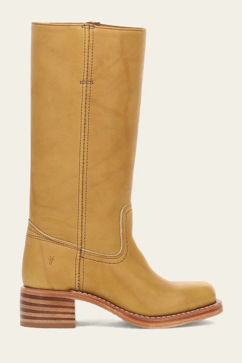 Women's Western Stacked Heel Boots — Light Brown
