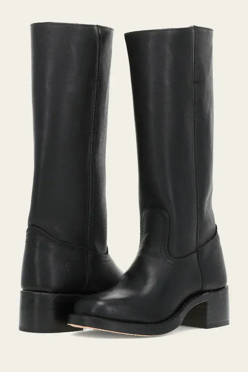 Women's Western Stacked Heel Boots — Light Brown