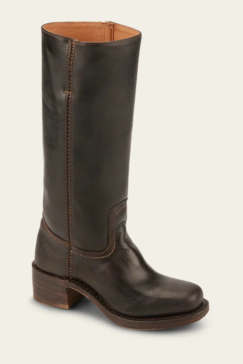 Women's Western Stacked Heel Boots — Light Brown