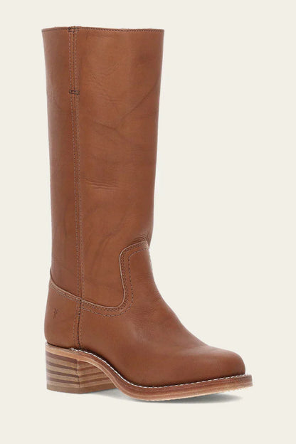 Women's Western Stacked Heel Boots — Light Brown