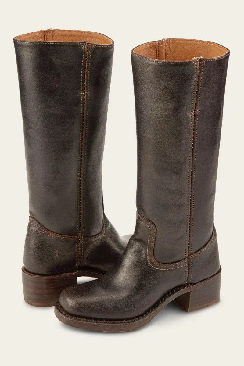 Women's Western Stacked Heel Boots — Light Brown