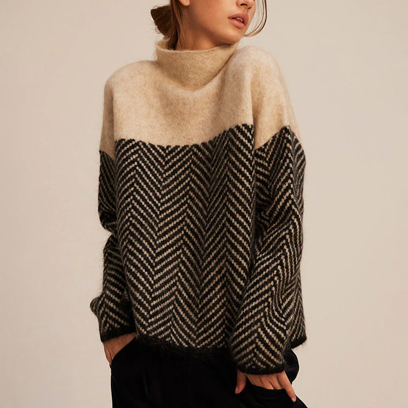 Arla Women's Chevron Knit Turtleneck Sweater