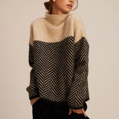 Arla Women's Chevron Knit Turtleneck Sweater