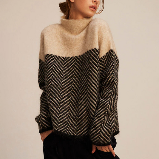 Arla Women's Chevron Knit Turtleneck Sweater