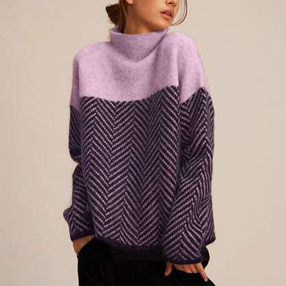 Arla Women's Chevron Knit Turtleneck Sweater