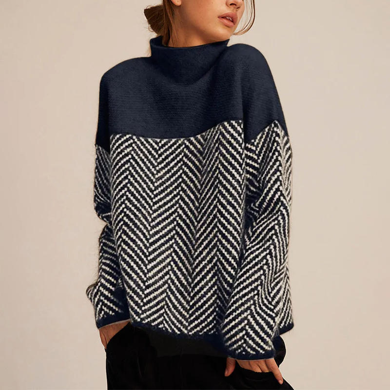 Arla Women's Chevron Knit Turtleneck Sweater