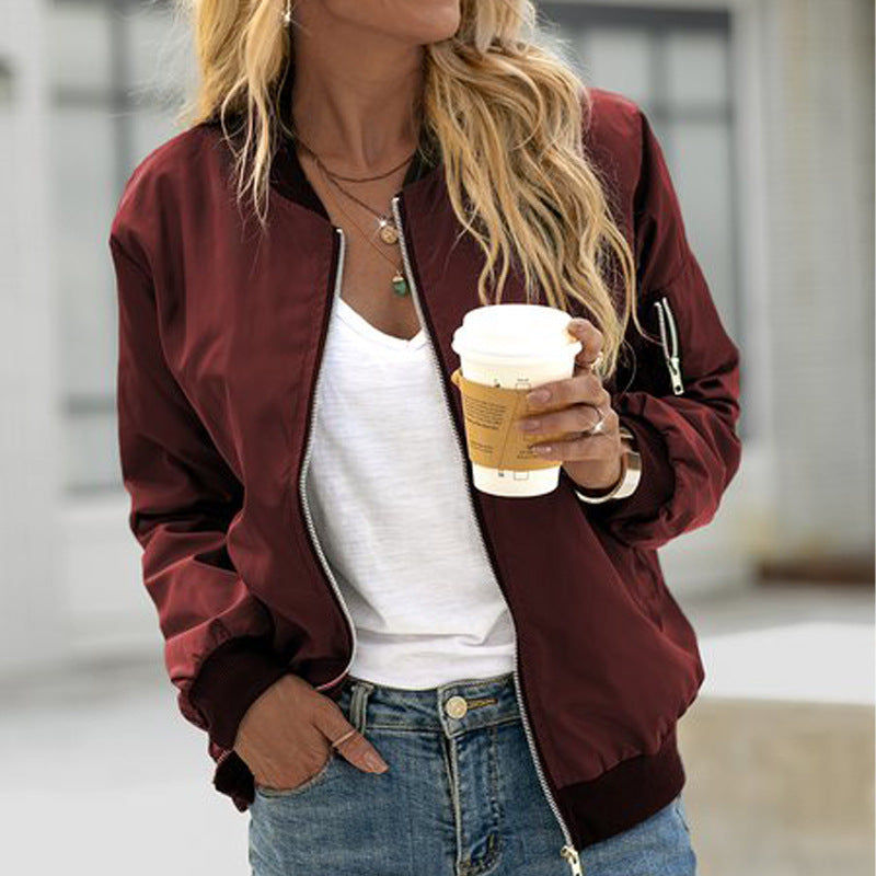 Women's Classic Zip-Front Casual Jacket — Black