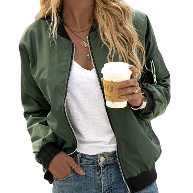 Women's Classic Zip-Front Casual Jacket — Black
