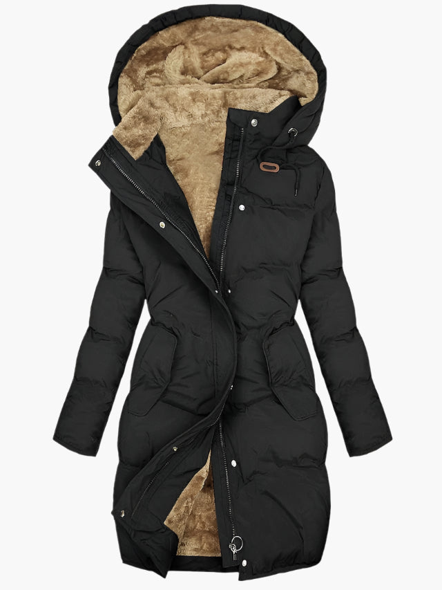 Women's Longline Hooded Winter Puffer Coat — Green