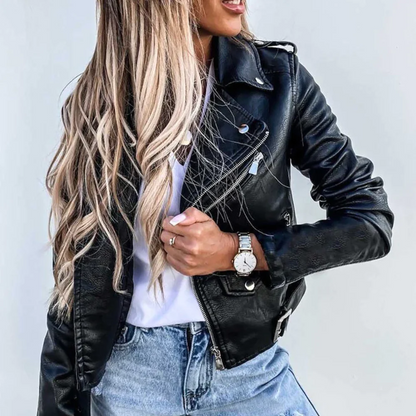 Eva Women's Leather Jacket with Belt