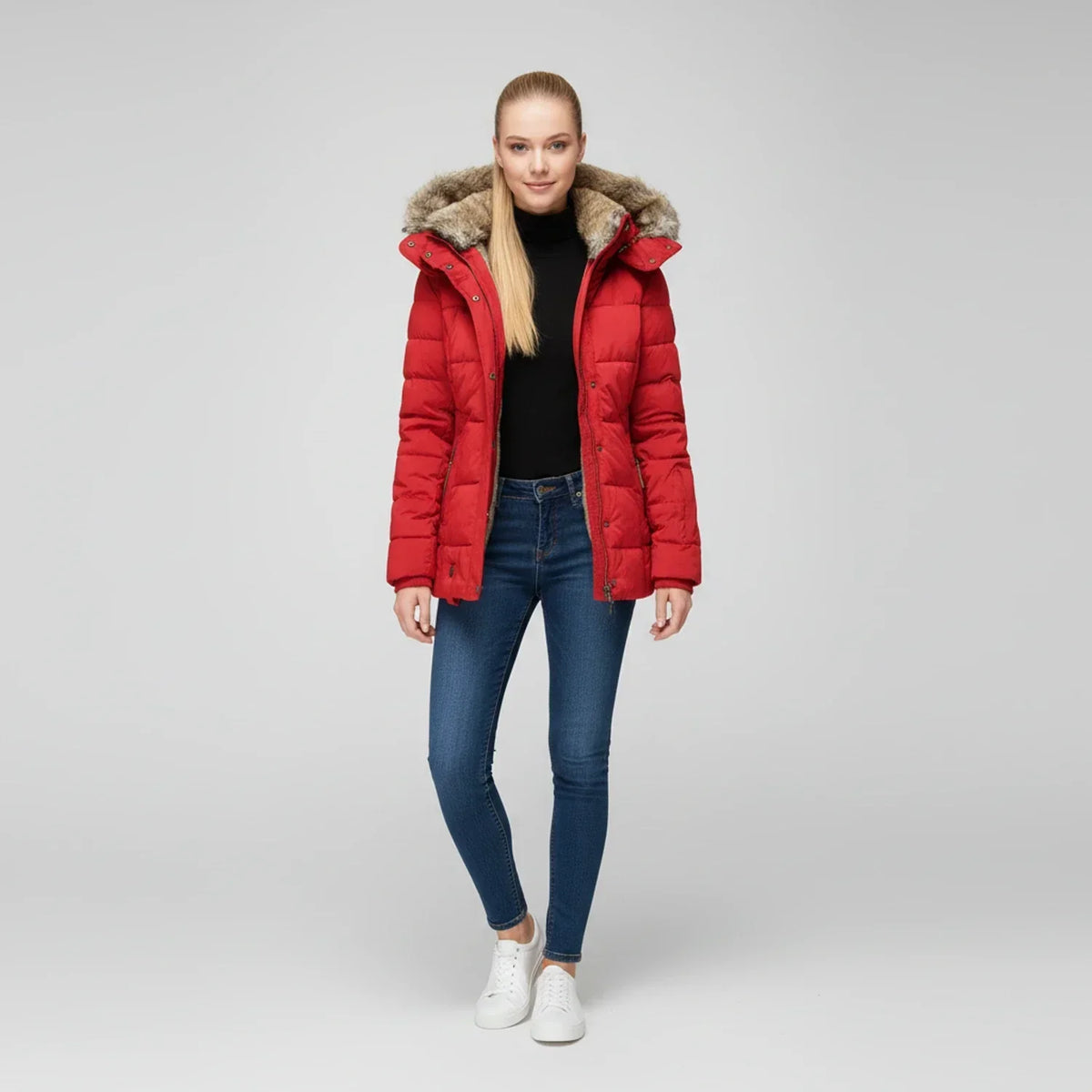 Women's Quilted Hooded Puffer Jacket — Green