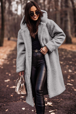 Women's Faux Fur Teddy Longline Coat — Green