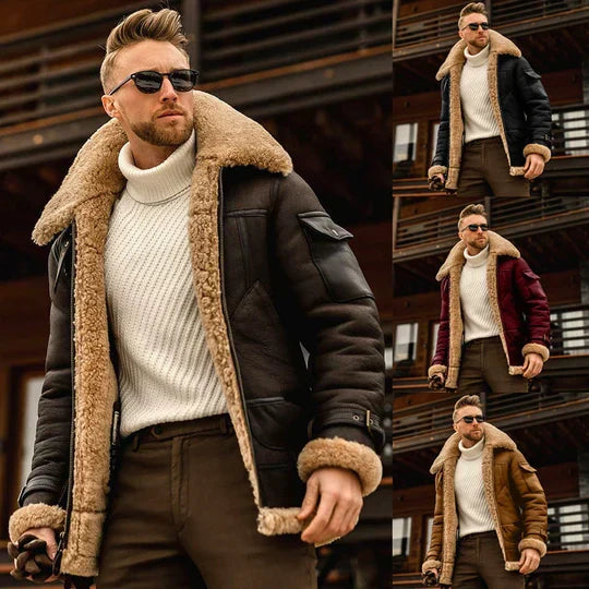 Raymond Men's Leather Jacket – Durable Leather with Soft Fur Lining