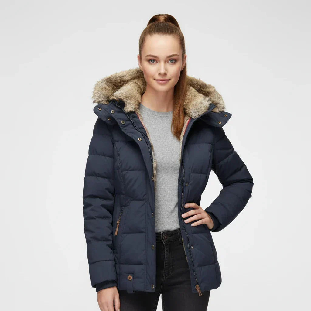 Women's Quilted Hooded Puffer Jacket — Green