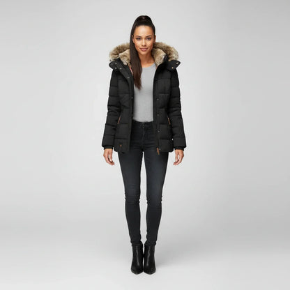 Women's Quilted Hooded Puffer Jacket — Black