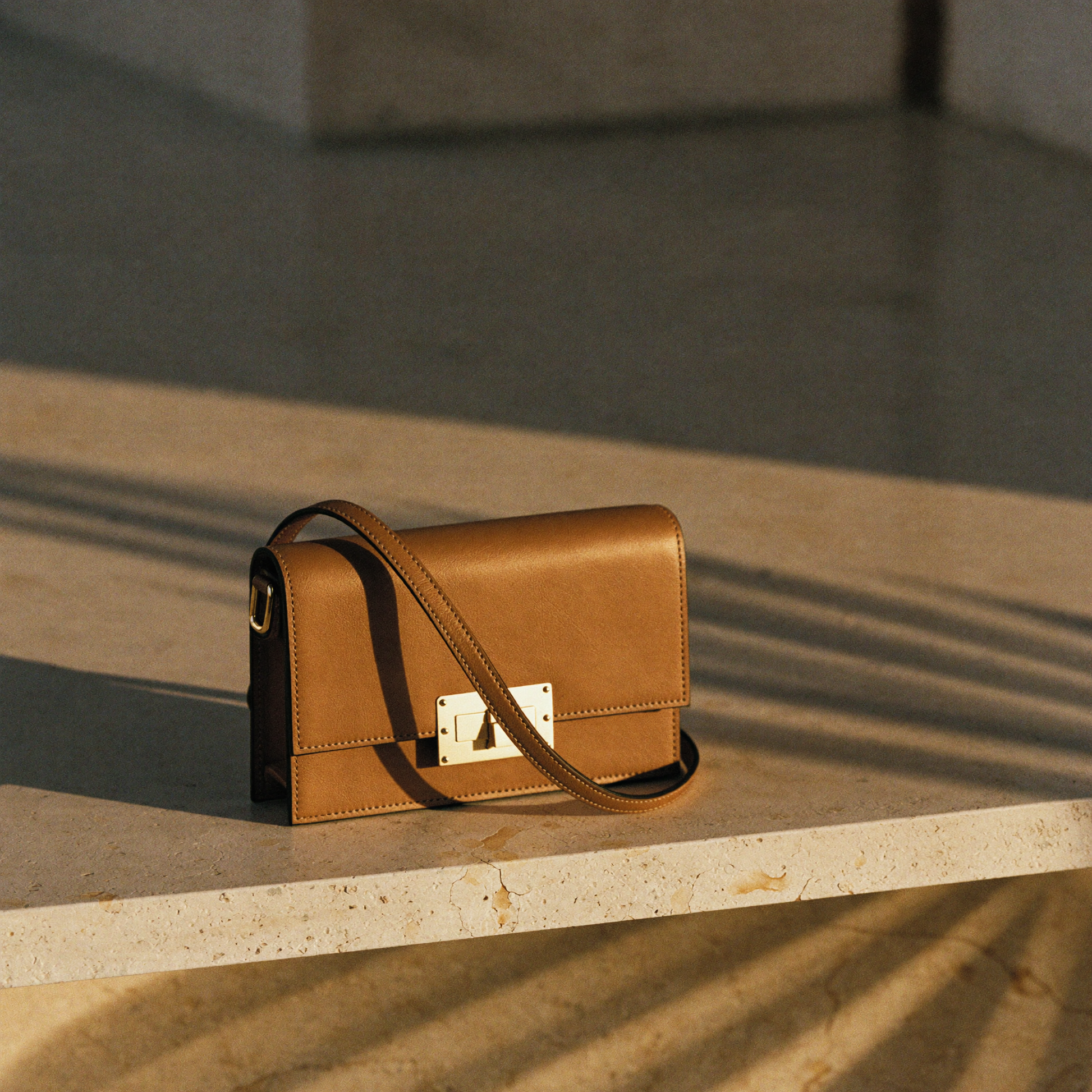 Tan leather crossbody bag
