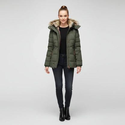 Women's Quilted Hooded Puffer Jacket — Black