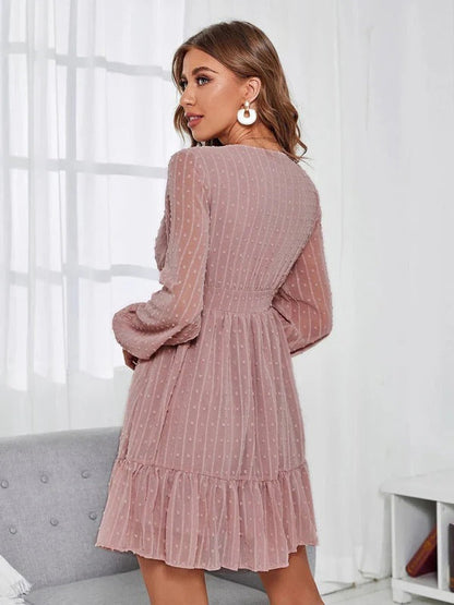 Christy Women's Polka Dot Long Sleeve Fit and Flare Dress