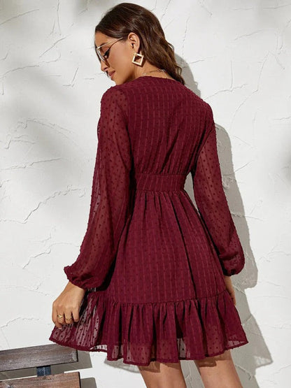 Christy Women's Polka Dot Long Sleeve Fit and Flare Dress