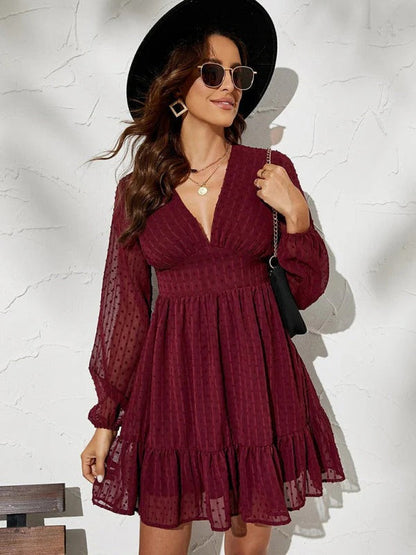 Christy Women's Polka Dot Long Sleeve Fit and Flare Dress