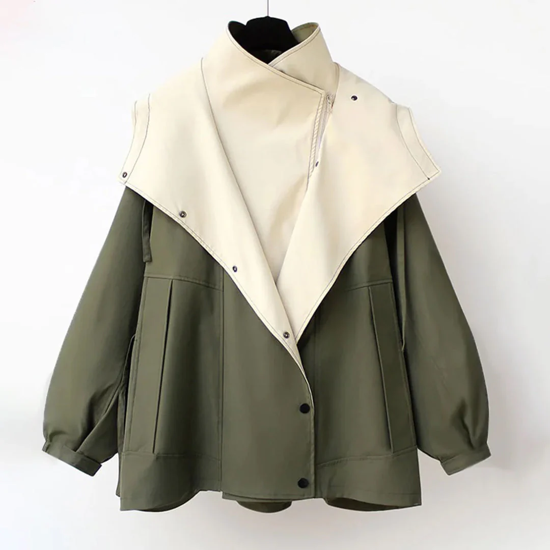 Women's Layered Relaxed Fit Casual Jacket — Green