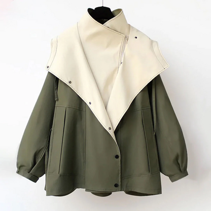 Women's Layered Relaxed Fit Casual Jacket — Green