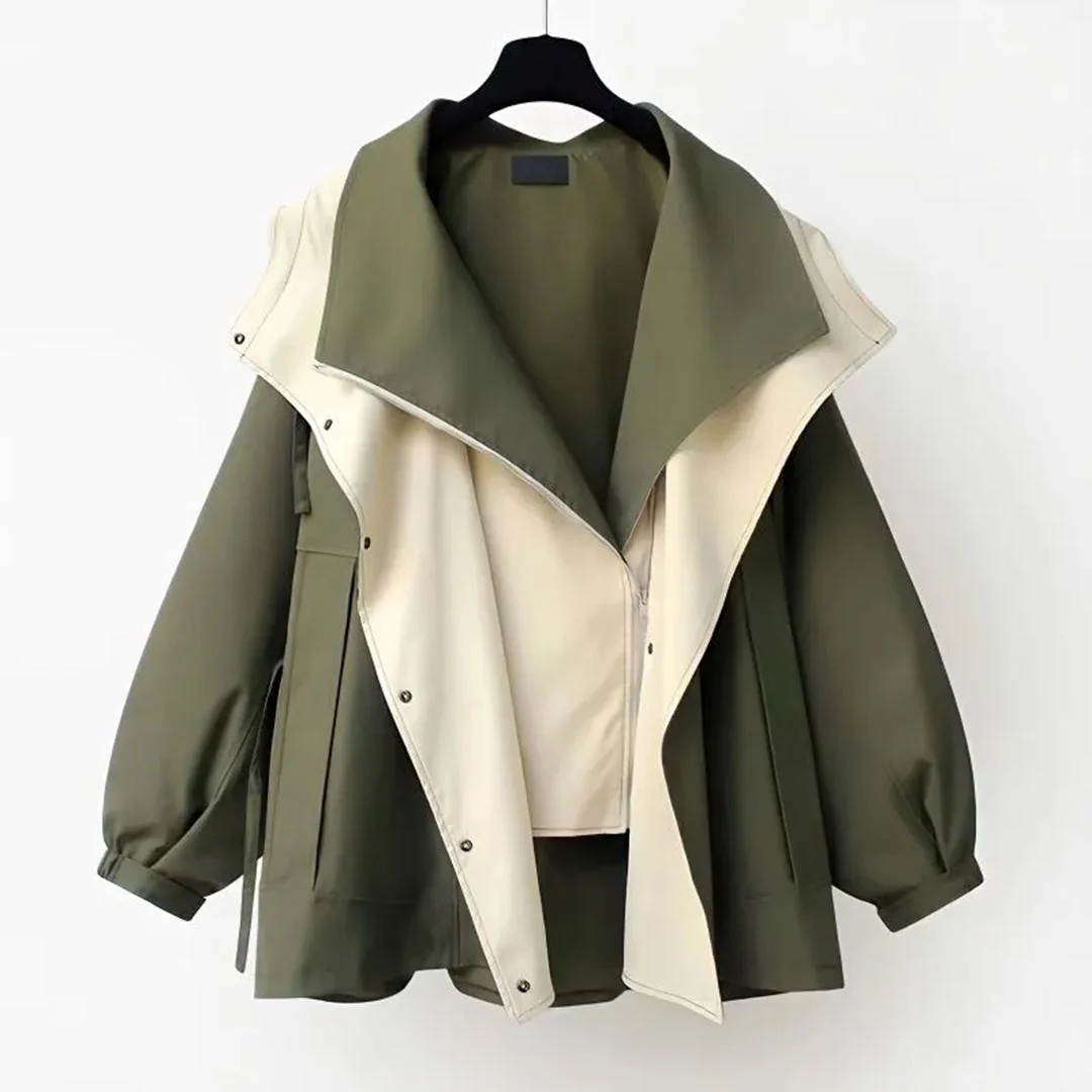 Women's Layered Relaxed Fit Casual Jacket — Green