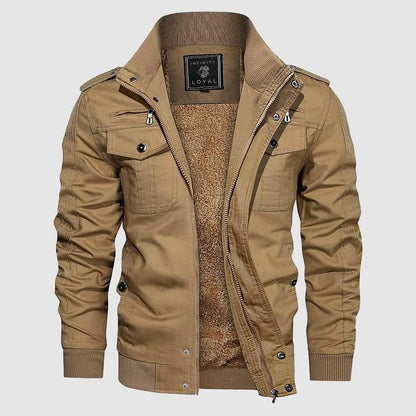 Aiden Men's Aviator Jacket – Warm Pilot Jacket with Fleece Lining and Stand-Up Collar
