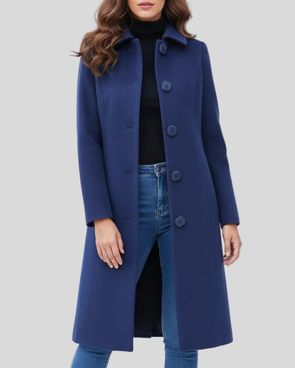 Women's Longline Button-Front Winter Coat — Black