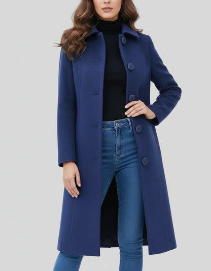 Women's Longline Button-Front Winter Coat — Black