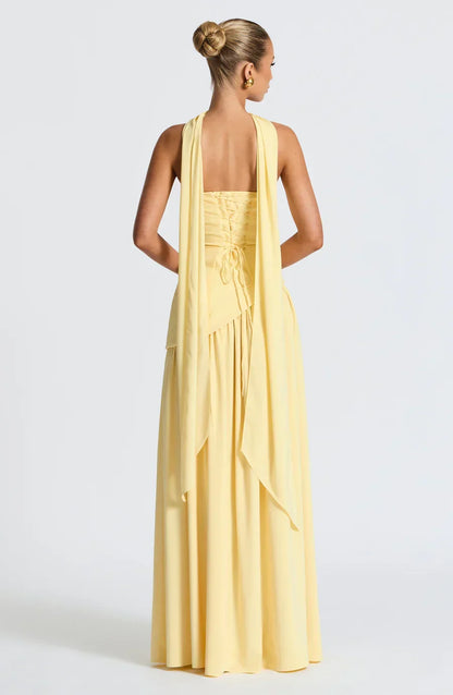 Victoria Women's Strapless Two-Tone Evening Gown with High Slit