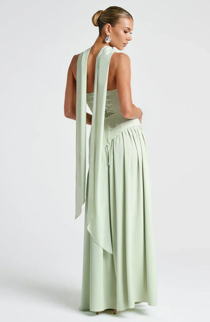 Victoria Women's Strapless Two-Tone Evening Gown with High Slit