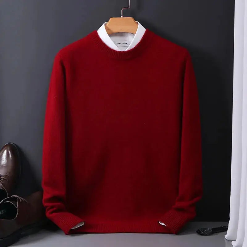 Daniel Men's Round Neck Sweater – Sky Blue, Soft & Elegant Comfort in Mixed Cashmere Wool