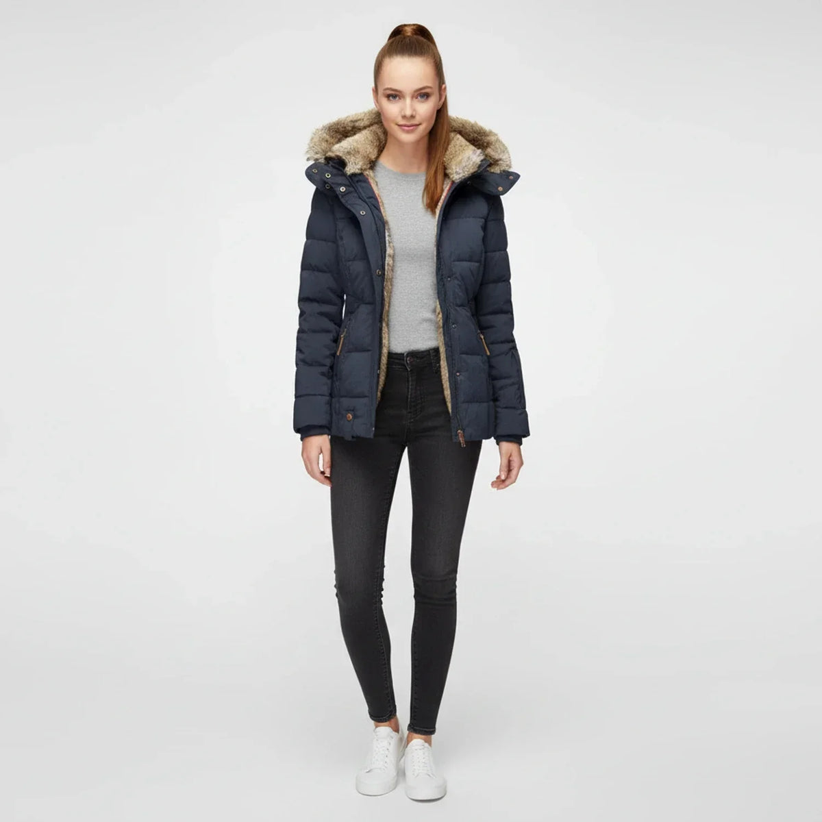 Women's Quilted Hooded Puffer Jacket — Green