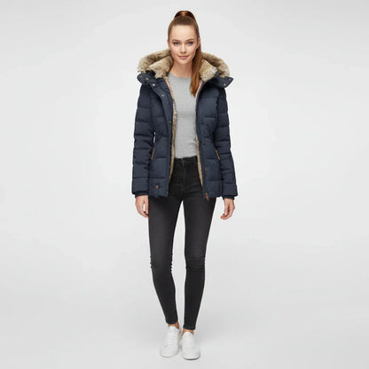 Women's Quilted Hooded Puffer Jacket — Green
