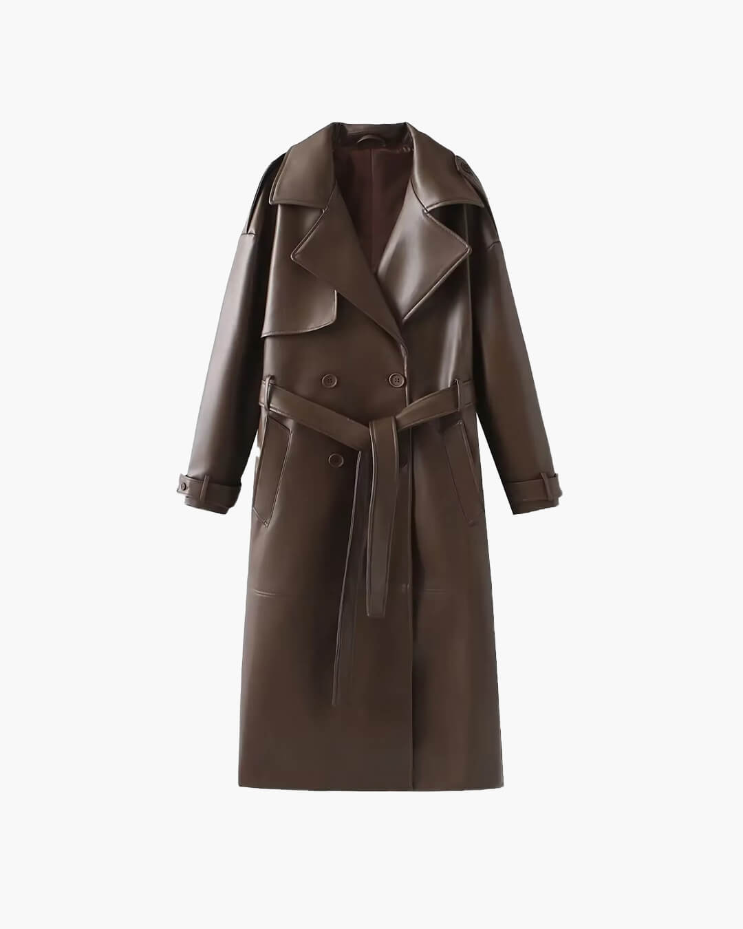 Women's Leather Maxi Trench Coat