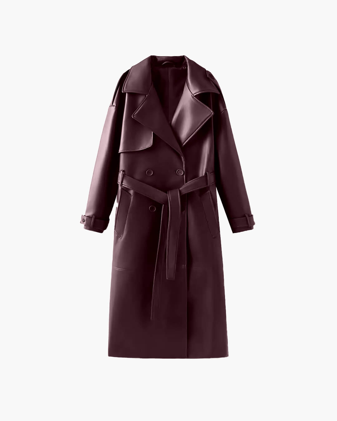 Women's Leather Maxi Trench Coat