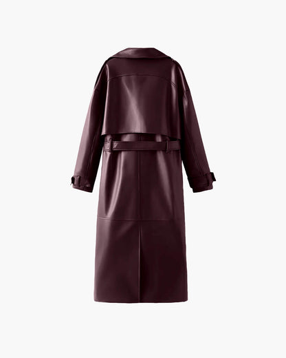 Women's Leather Maxi Trench Coat