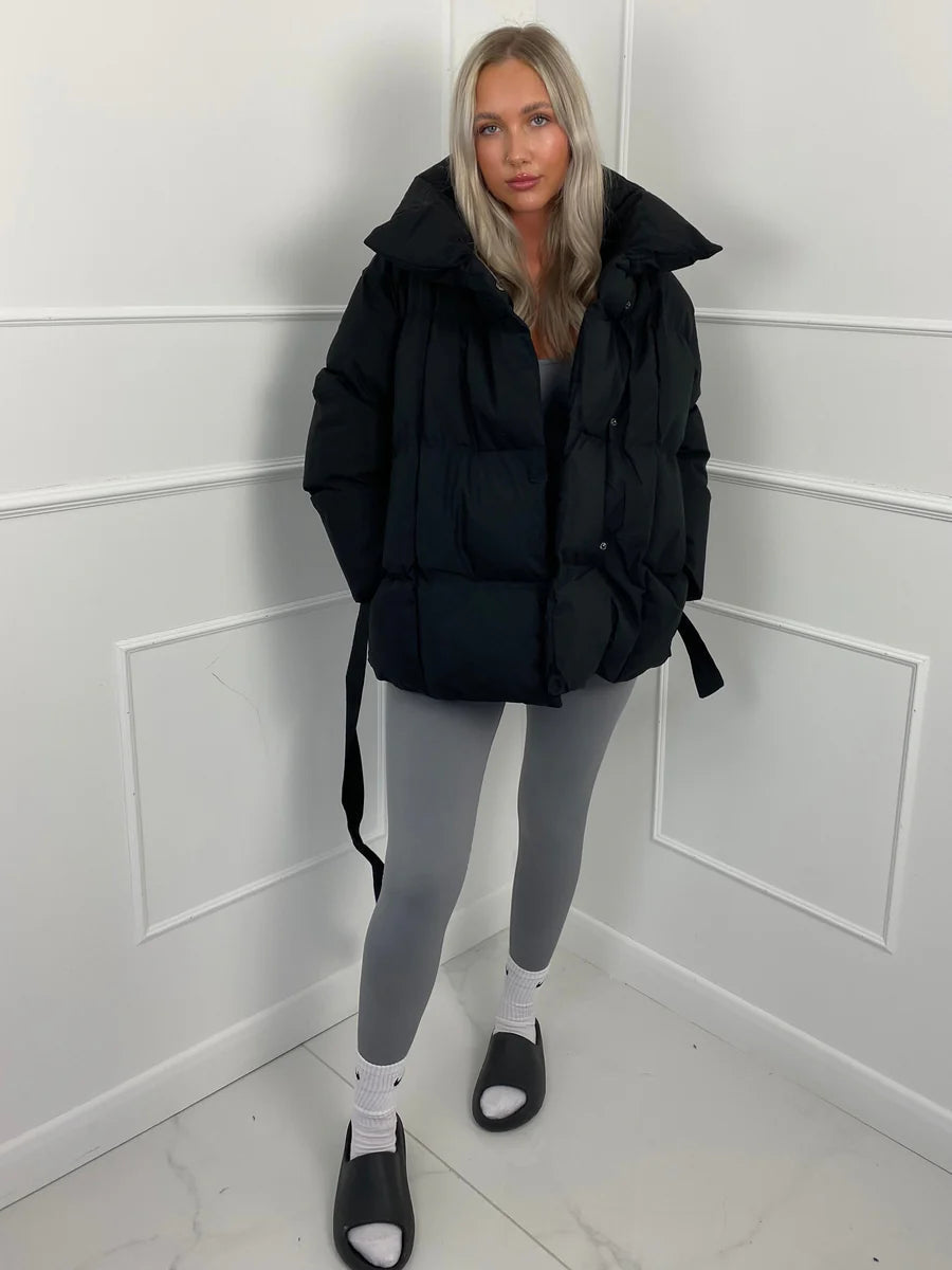 Women's Belted Winter Puffer Coat