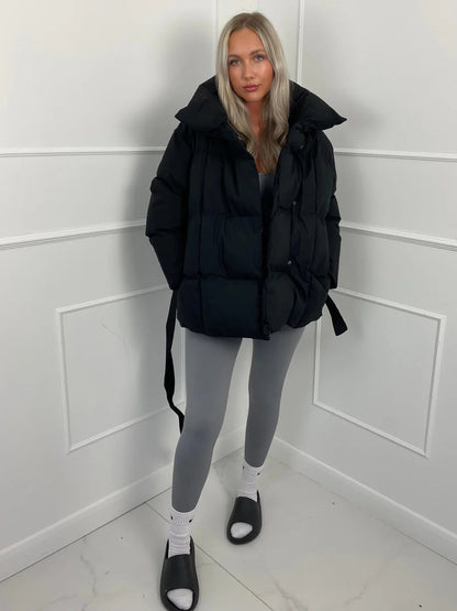 Women's Belted Winter Puffer Coat