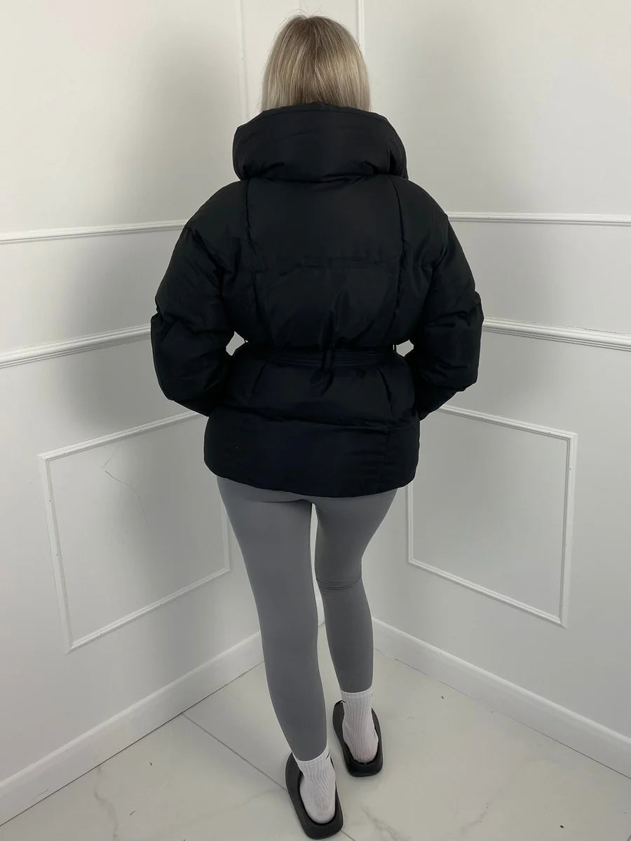 Women's Belted Winter Puffer Coat