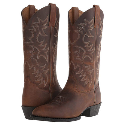 Women's Leather Western Cowboy Boots — Black