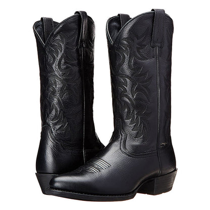 Women's Leather Western Cowboy Boots — Black