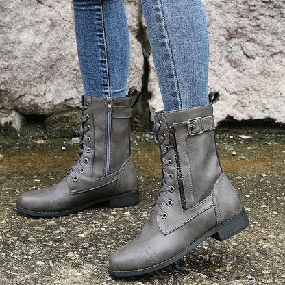 Women's Suede Mid-Calf Zip Boots — Brown